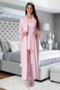 Mecit Pembe Uzun Sabahlıklı Lohusa Pijama Takımı 5416