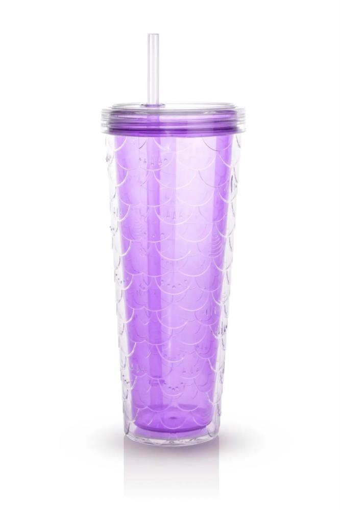 Kitchen Life Sparkle Pipetli Renkli Bardak 750 ml Mor.
