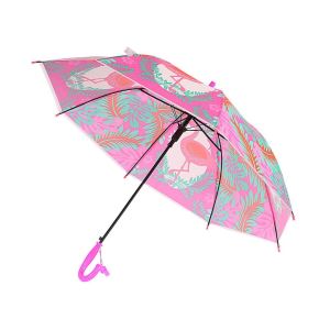 Düdüklü Çocuk Şemsiyesi Fuşya Flamingo Desenli