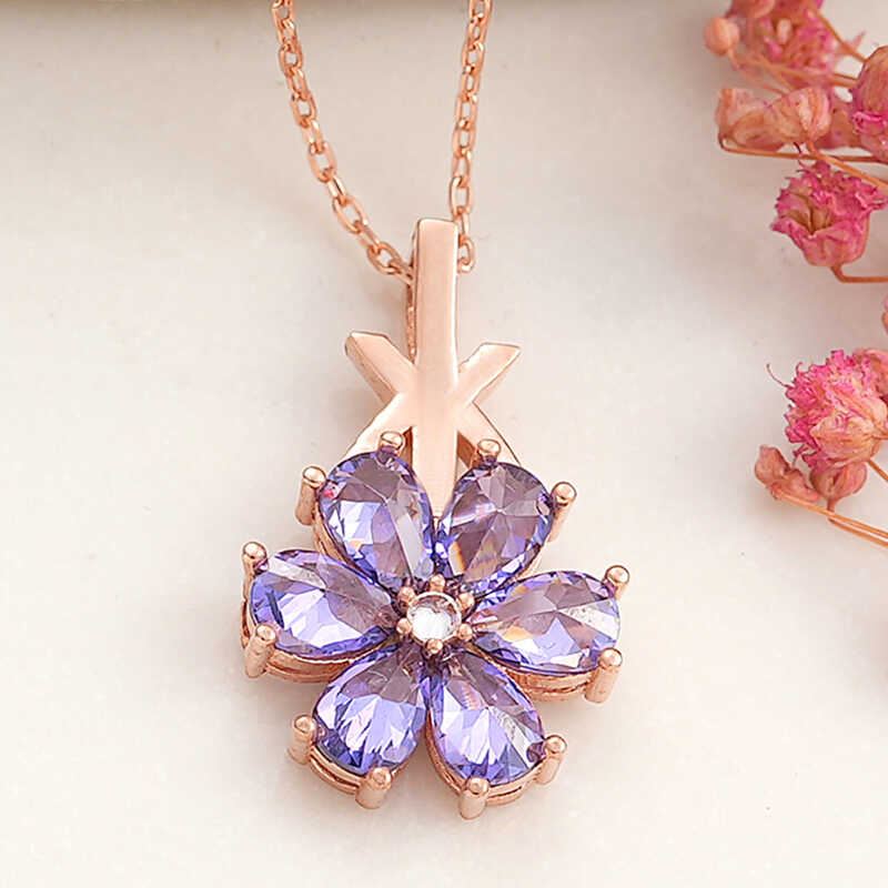Rose Cut Amethyst & Purple Sapphire Pendant Necklace - ledajewelco