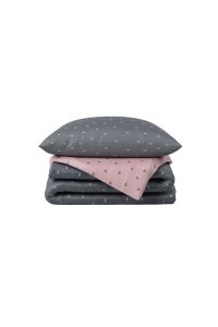 Hibboux 100x150 Drops Bebek Nevresim + Yastık Kılıfı - Grey/Pink