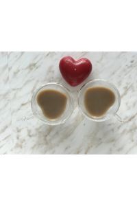Perotti çift cidarlı 2 li cam  kahve fincanı 2 kişilik çift cam kulplu fincan 12466
