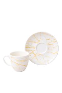 Vivamaison Marble Vivamaison Porselen Kahve Fincanı Seti Sarı Beyaz