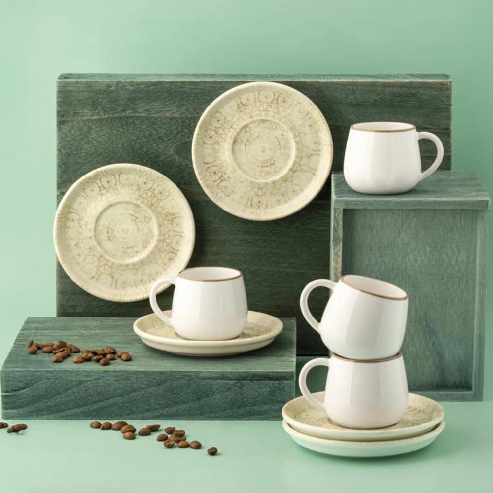 Noble Life Vintage 12 Parça 6 Kişilik Porselen Kahve Fincan Takımı N250131.