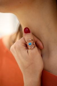 Nazarlık Model Rose Kaplama Gümüş Eklem Yüzüğü