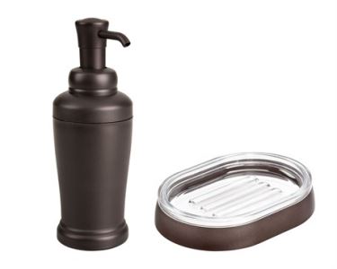 Sıvı Sabunluk Ve Sabunluk 2 Li Banyo Seti Bronz Abs Model