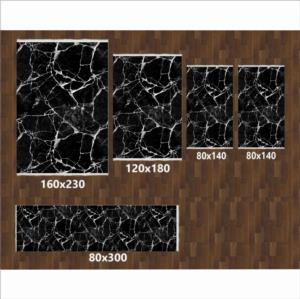Chilai Home Dot Tabanlı 5 Parça Halı Seti Marble Djt Siyah