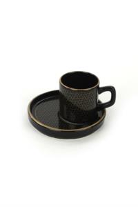 Keramika Siyah Dora Kahve Takımı 8 Parça 4 Kişilik