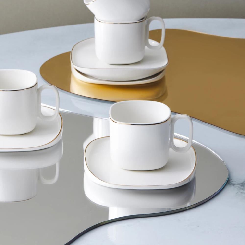 Karaca Plato 6 Kişilik Porselen Kahve Fincan Takımı 90 ml.