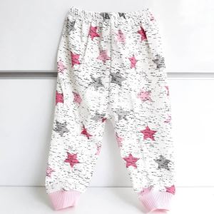Yıldızlı Pembe Tek Alt Bebek Penye Pijama
