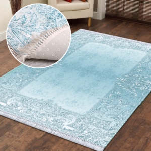 Sena Home Digital Printed Dod Based Carpet Ottoman Turquoise