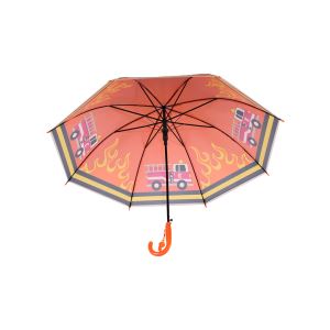 Düdüklü Çocuk Şemsiyesi Turuncu İtfaiye Desenli