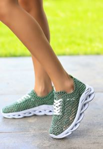 Akuzun Skan Mint Yeşili Örgülü Spor Ayakkabı