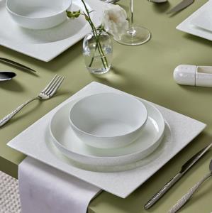 Karaca Fine Pearl Extra Leila 62 Piece Square Dinner Set for 12 People