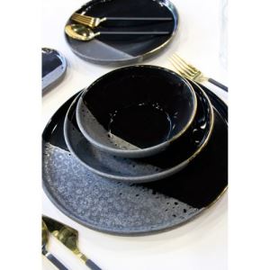 MatmazelHome Royal Black 27 Parça 6 Kişilik Stoneware Yemek Takımı
