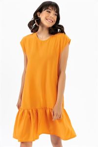 Volanlı Mikro Elbise Oranj