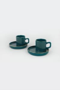 Keramika Dora Petrol Mavi Kahve Fincan Takımı 4 Parça 2 Kişilik