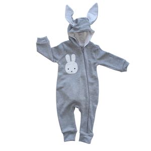 Yeni Model Gri Tavşan Kulaklı Ponponlu Bebek Tulum