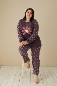 Akbeniz Welsoft Polar Kadın Büyük Beden Pijama Takımı 808034