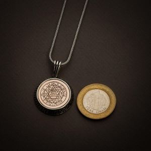 Mührü Süleyman Gümüş Erkek Madalyon Kolye Zincirli Model1