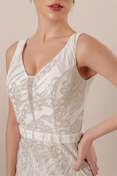 white christmas dresses Soleil Knit and Mesh Halter Maxi Dress / Cream | Meshki
