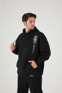 Street Culture Kapşonlu Erkek (Unisex) Sweatshirt Siyah Renk
