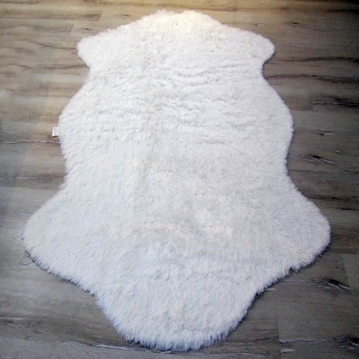 Eliana Home Non-shedding Rabbit Fur Double Head Fleece Carpet White.