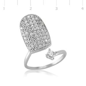 Silver Solitaire Nail Ring