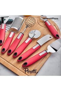 Perotti pratik mutfak aletleri - spatula açacak çırpıcı rende seti 8 prç.kırmızı
