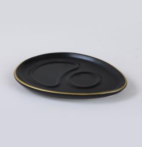Keramika Mat Siyah Damla Çay Sunum Seti 4 Parça 2 Kişilik