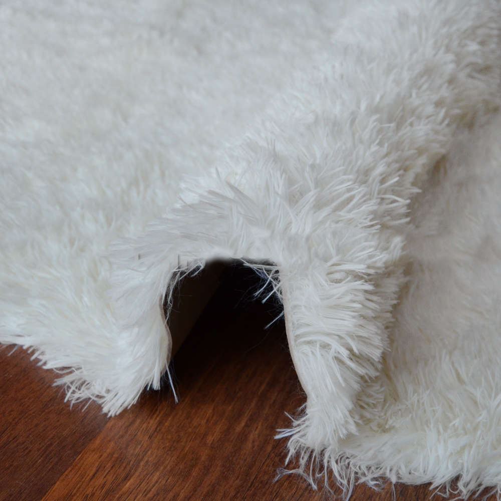 Eliana Home Non-shedding Rabbit Fur Single Head Fleece Carpet Cream.
