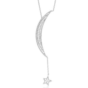 Silver Chain Moon Star Women's Necklace