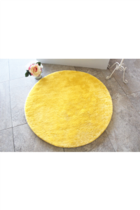 Chilai Home Color of Tekli Sarı Daire Banyo Halısı