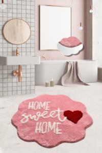 Chilai Home Home Sweet Home Pink Banyo Paspası Çap 90X90 Cm