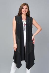 Tusse İnce Sandy Yazlık Simli Büyük Beden Fashion Siyah Anne Yelek TS-YY7001