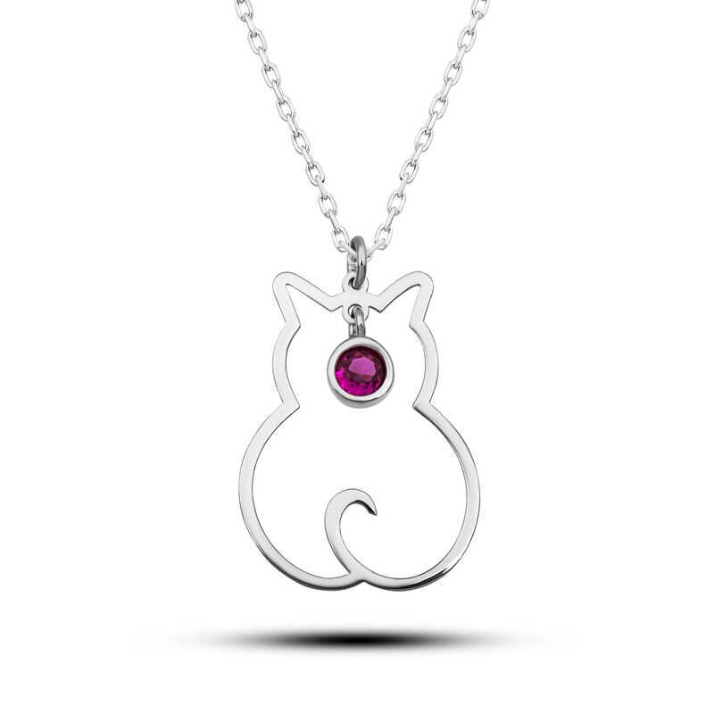 Cat birthstone sale necklace