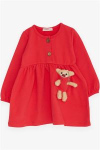 Breeze Baby Girl Long Sleeve Dress with Teddy Bear Accessory Pomegranate Flower Age 23