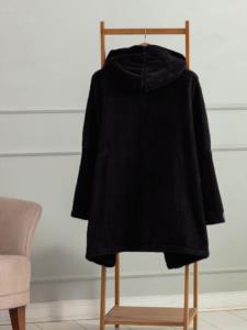 Mulberry Wellsoft Tek Kişilik Kapşonlu Giyilebilir Tv Battaniyesi - Siyah