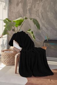 Cotton Box Tek Kişilik Pamuklu Battaniye Siyah