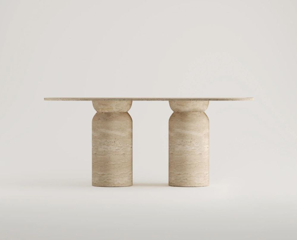 Modest Concept Joyce-Travertine Dining Table.