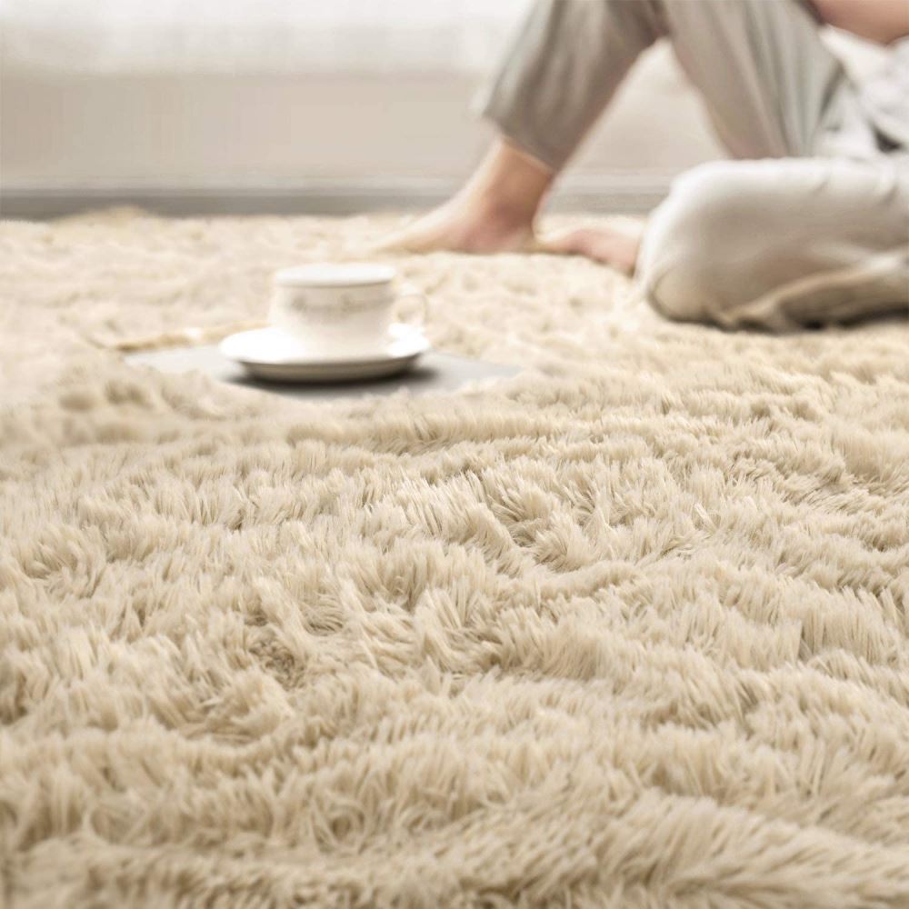 Eliana Home Non-shedding Rabbit Fur Plain Sheepskin Carpet Camel.