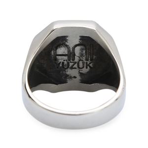 Gümüş Erkek Burç Yüzüğü Akrep Burcu Gümüş-Bronz Renk Yanları Sade Model Siyah Mineli