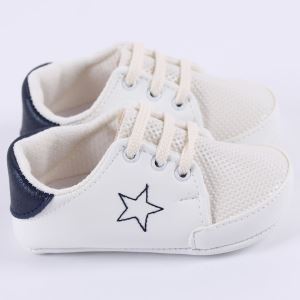 Unisex Laci Bağcıklı Yıldızlı Beyaz Ayakkabı