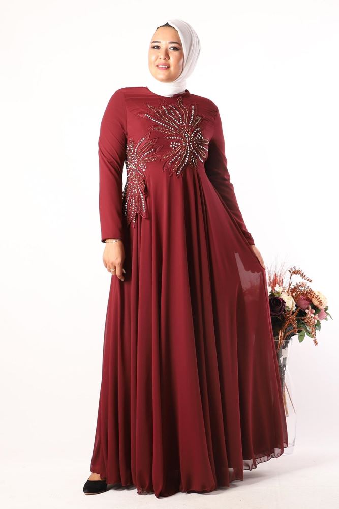 AbiyeSultan Bordo Renk Abiye 6207-A.