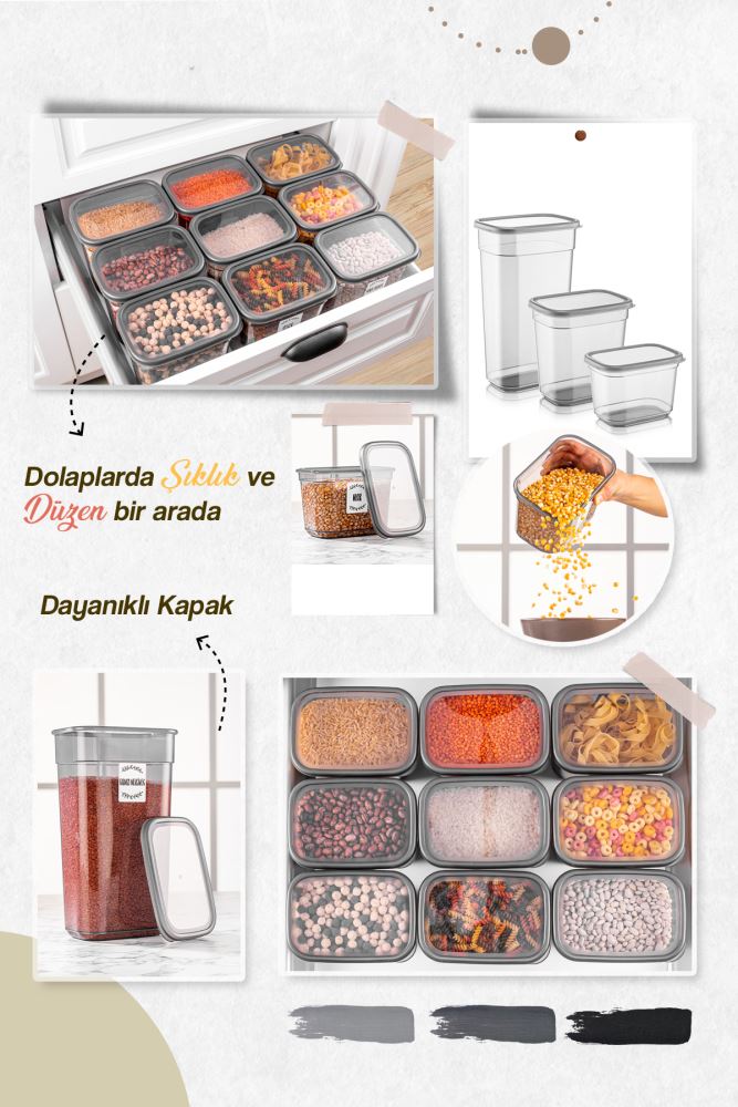 Meleni Home 18'li Etiketli Multi Dikdörtgen Saklama Kabı