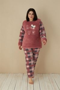 Akbeniz Welsoft Polar Kadın Büyük Beden Pijama Takımı 808031