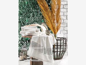 Fransız Güpürlü Işıl Çeyizlik Bambu Havlu Krem