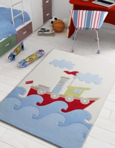 Confetti Home Baby Ship Mavi Oymalı Çocuk Halısı 100x150 cm