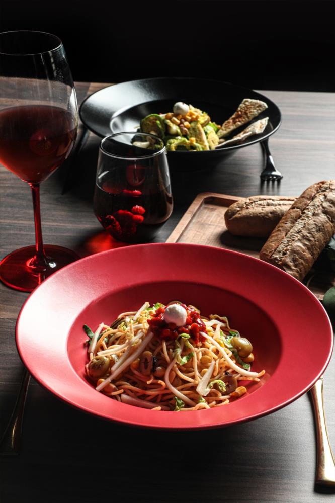 Keramika Matte Red Delta Pasta Plate 26