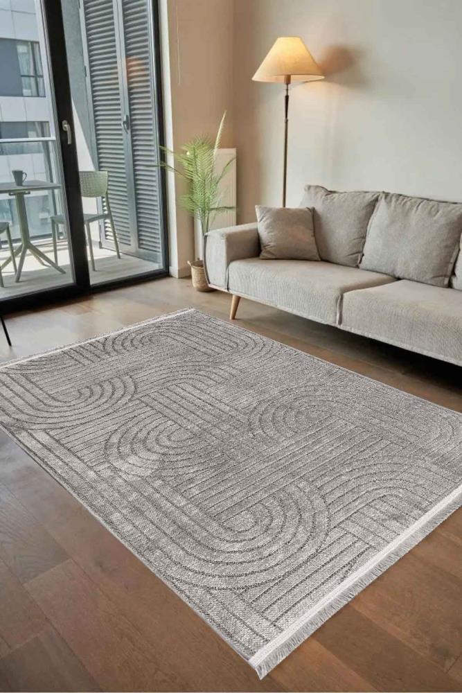 Rovigo Home Modern Chenille Woven Carpet Runner ANTİK LNA8-DGSDF Gray.